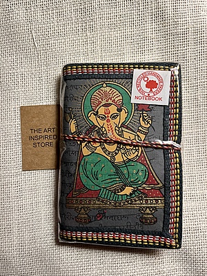 Kaagaz Handcrafted Pocket Notebook | 'Ganesh' Print | Grey