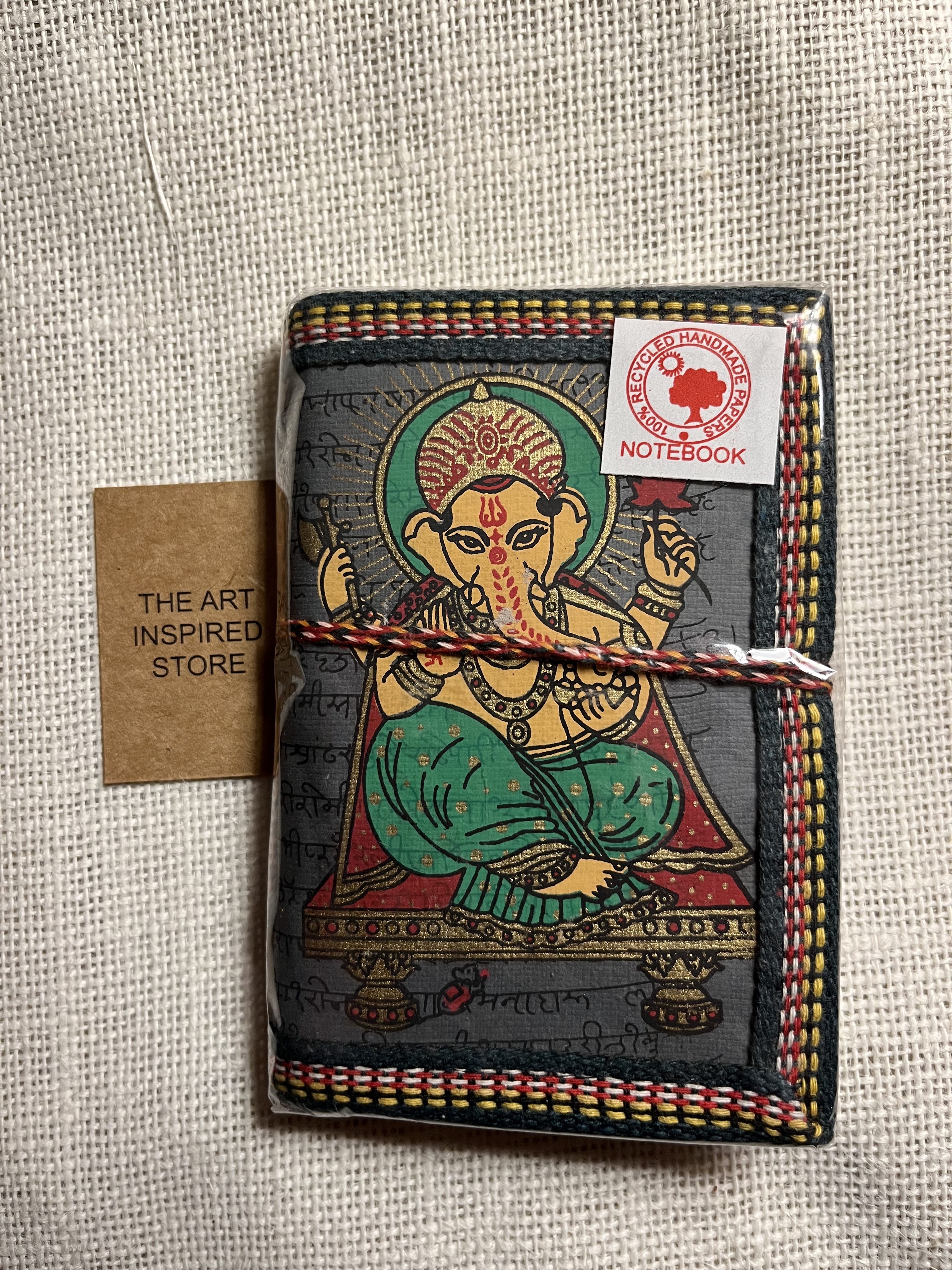 Kaagaz Handcrafted Pocket Notebook | 'Ganesh' Print | Grey