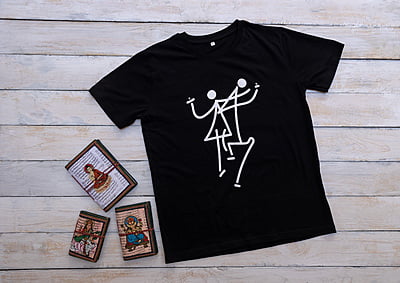 'Dance' Half Sleeve Unisex Crew Neck Tee (Black)