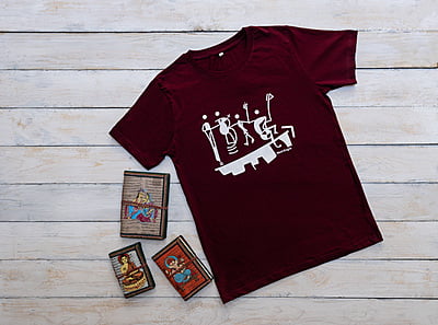 'Celebrating Together' Half Sleeve Unisex Crew Neck Tee (Maroon)