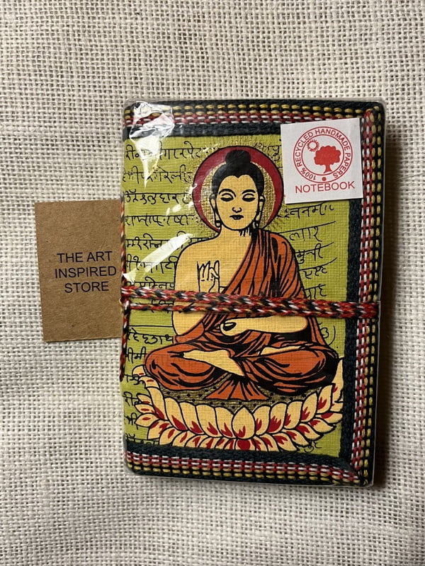 Kaagaz Handcrafted Pocket Diary | Buddha Print | A Shade of Green